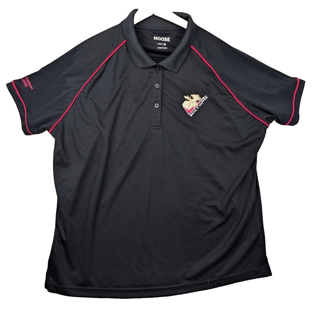 Loyal Order of Moose Make It Happen 2022 Black W/ Pink Pipping 2XL Polo Ladies